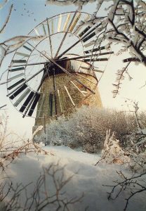Bild 13: Windmühle Eckartsberga mit Windrad (historische Darstellung); Sammlung Herbert Riedel, Zeitz 