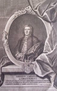 Johann Christoph von Dreyhaupt (1699 – 1768), Kupferstich von Gründler 1750, Sammlung Walter Müller