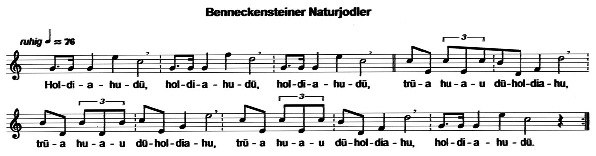 Ein Benneckensteiner Naturjodler. (Notation E. Kiehl 2003)