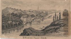 Blick über die Saale auf die Papierfabrik, Mitte des 19.Jahrhunderts (Stadtarchiv  Halle).