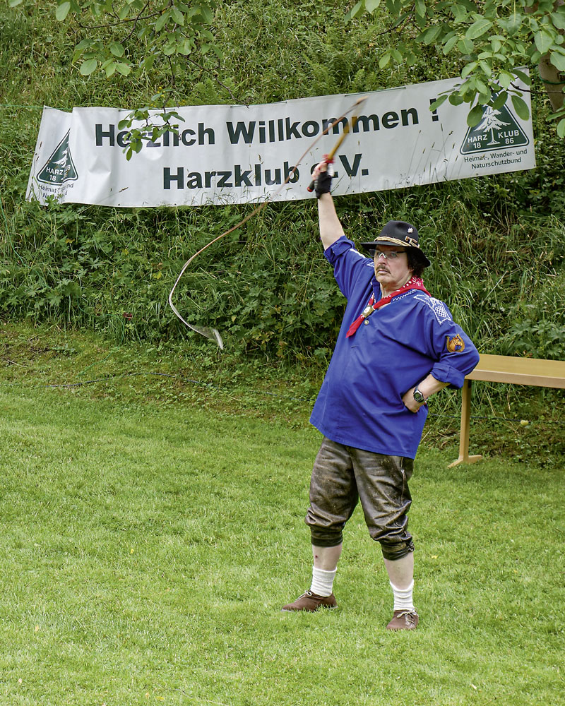 Peitschenknallen auf dem Harzer Heimattag 2019. Foto: L. Wille 