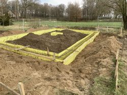 Fundamentarbeiten am neuen Standort der Kirche im Winter 2019 Foto: FLM Diesdorf