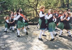 Die Jugend der Heimatgruppe Wolfshagen tanzt die Kreuzpolka. Foto: L. Wille 